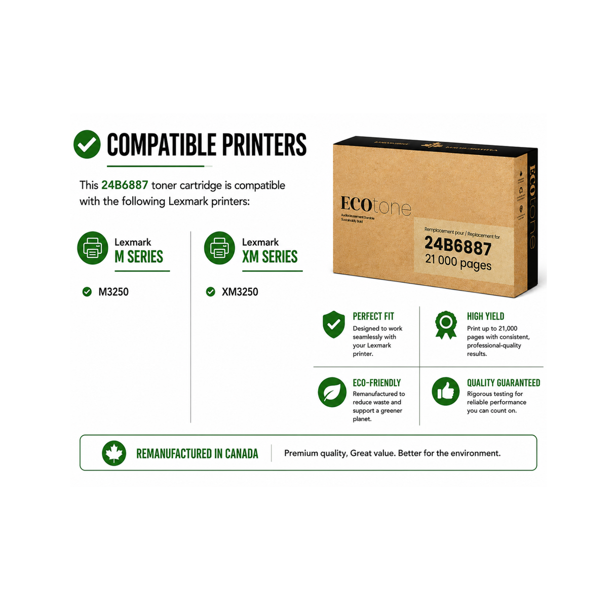 Lexmark 24B6887 Reman Ecotone Black 21K