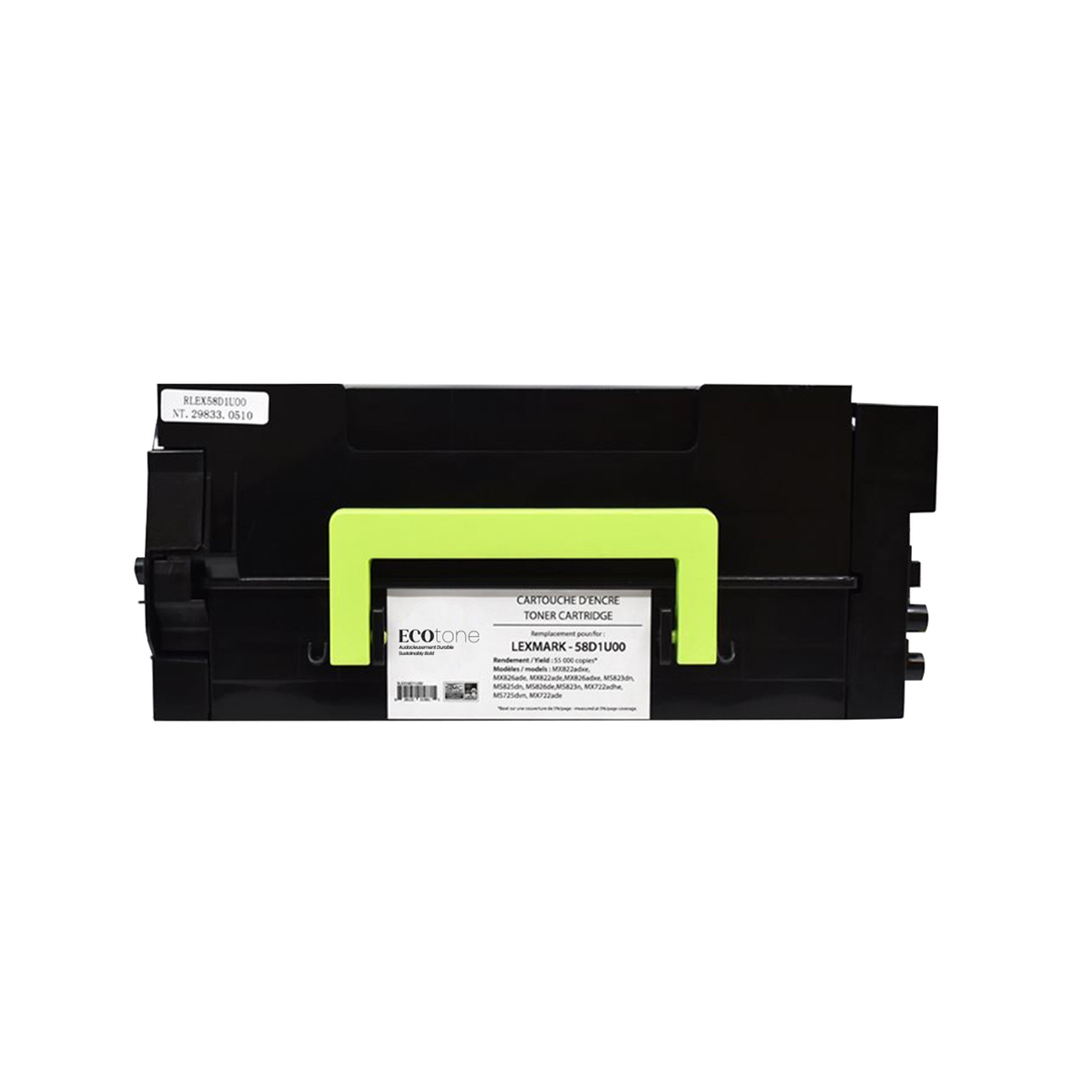 EcoTone Toner Cartridge - Remanufactured for Lexmark 58D1U00 - Black - 55000 Pages - 1 Pack