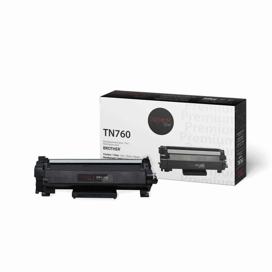 Premium Tone Toner Cartridge - Alternative for Brother TN760 - Black - 3000 Pages - 1 Pack