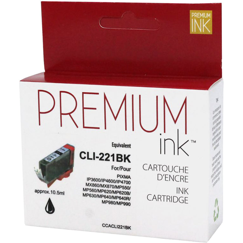 Premium Ink Ink Cartridge - Alternative for Canon CLI221BK - Black - 10.5 ml - 1 Pack