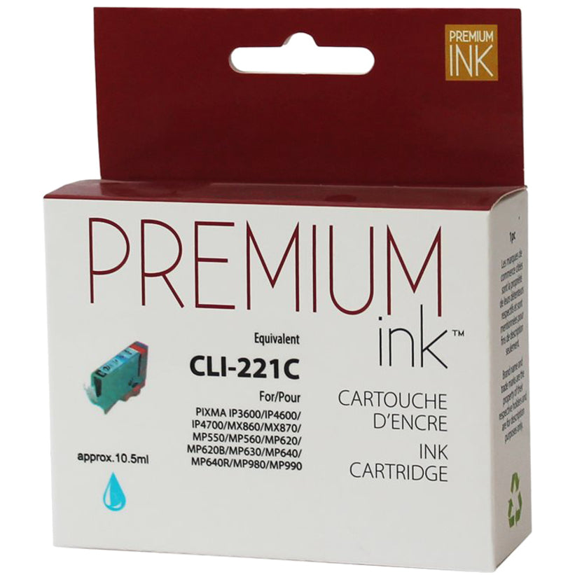 Premium Ink Ink Cartridge - Alternative for Canon CLI221C - Cyan - 10.5 ml - 1 Pack