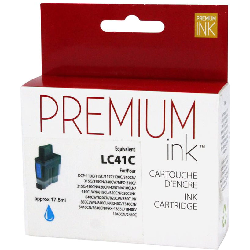 Premium Ink Ink Cartridge - Alternative for Brother LC41C - Cyan - 500 Pages - 1 Pack