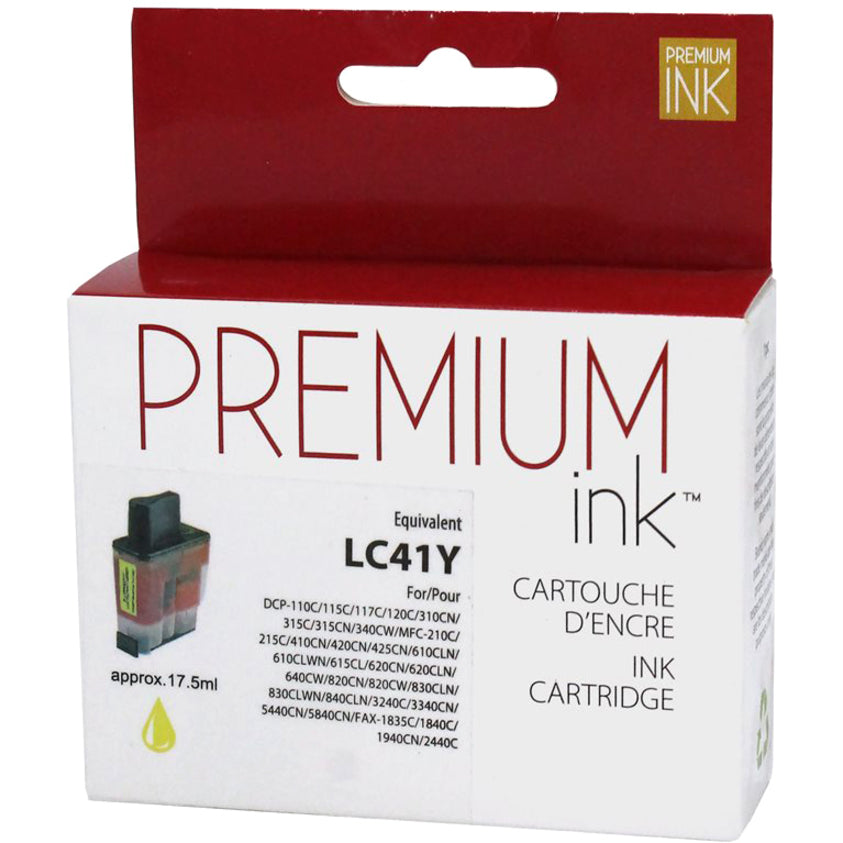 Premium Ink Ink Cartridge - Alternative for Brother LC41Y - Yellow - 500 Pages - 1 Pack