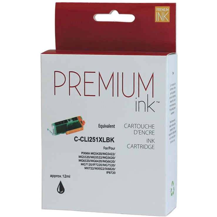 Premium Ink Ink Cartridge - Alternative for Canon CLI-251XLBK - Black - 650 Pages - 1 Pack