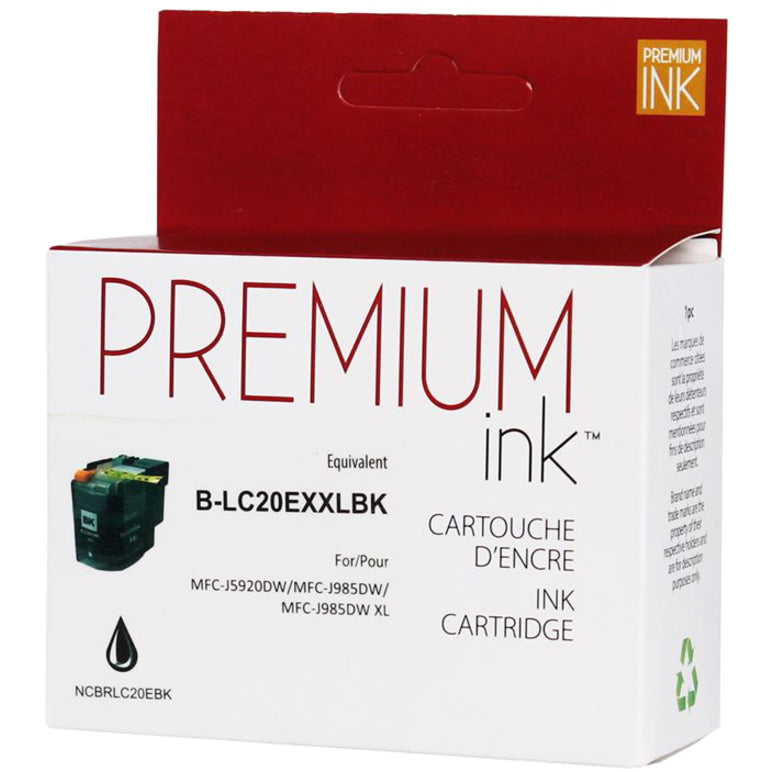 Premium Ink Ink Cartridge - Alternative for Brother LC20EBK - Black - 2400 Pages - 1 Pack