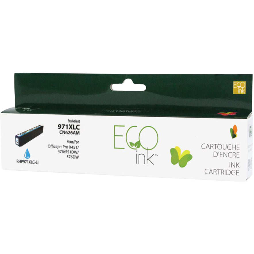 Eco Ink Ink Cartridge - Remanufactured for Hewlett Packard 971XL / CN626AM - Cyan - 6600 Pages - 1 Pack