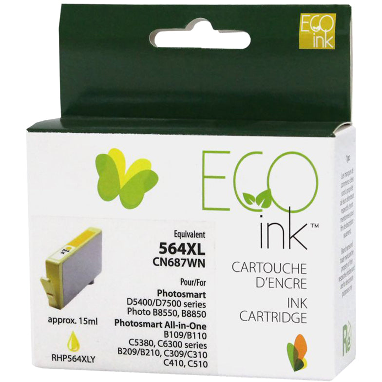 Eco Ink Ink Cartridge - Remanufactured for Hewlett Packard CN687WN / 564XL - Yellow - 750 Pages - 1 Pack