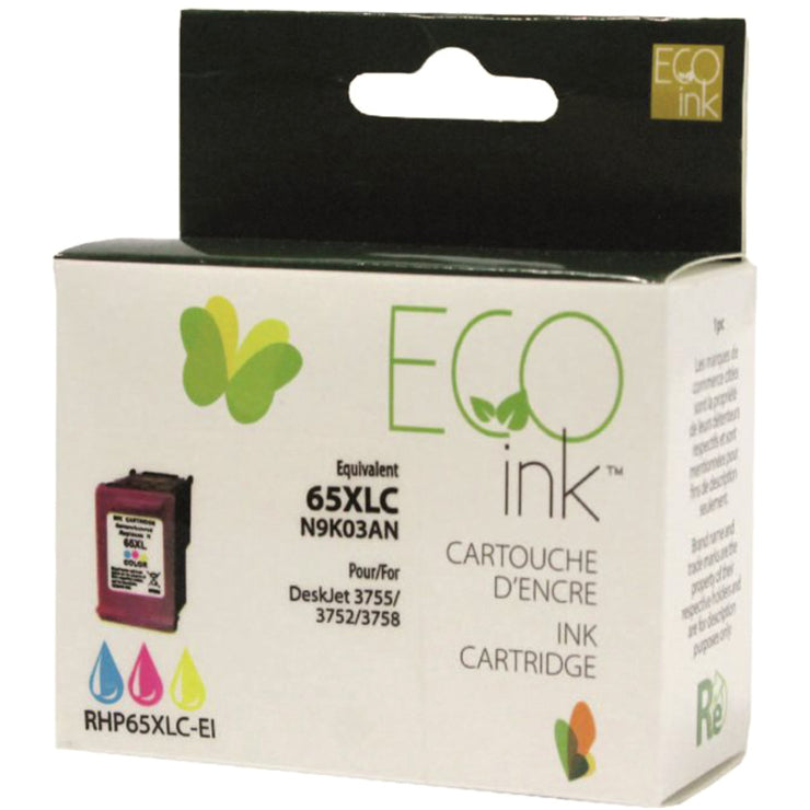 Eco Ink Ink Cartridge - Remanufactured for Hewlett Packard N9K03AN / 65XL - Color - 300 Pages - 1 Pack