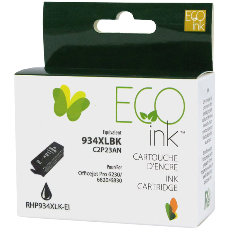 Eco Ink Ink Cartridge - Remanufactured for Hewlett Packard C2P23AN / 934XL - Black - 1000 Pages - 1 Pack