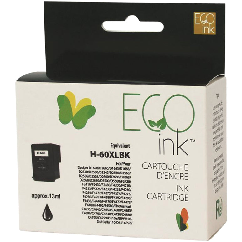 Eco Ink Ink Cartridge - Remanufactured for Hewlett Packard CC641WN / 60XL - Black - 600 Pages - 1 Pack