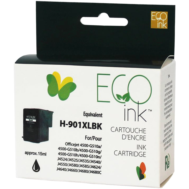 Eco Ink Ink Cartridge - Remanufactured for Hewlett Packard CC654AN / 901XL - Black - 700 Pages - 1 Pack