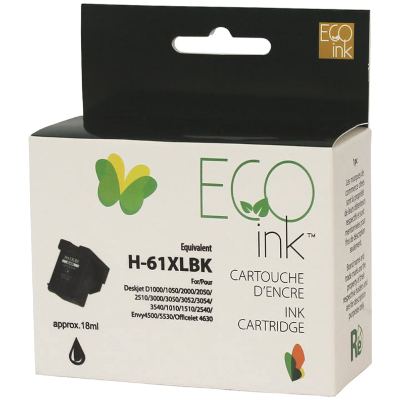 Eco Ink Ink Cartridge - Remanufactured for Hewlett Packard CH563WN / 61XL - Black - 480 Pages - 1 Pack