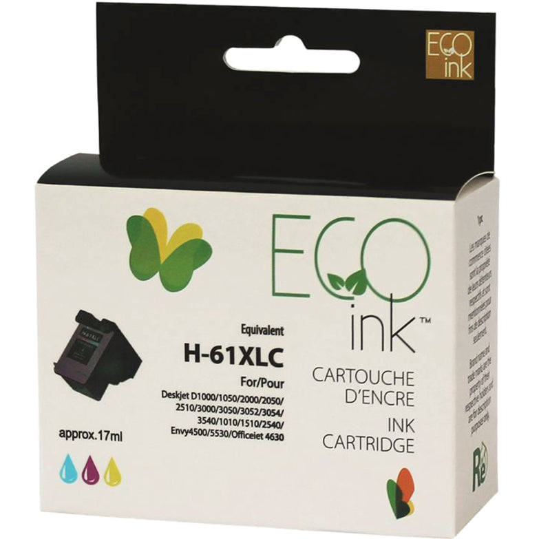 Eco Ink Ink Cartridge - Remanufactured for Hewlett Packard CH564WN / 61XL - Color - 330 Pages - 1 Pack