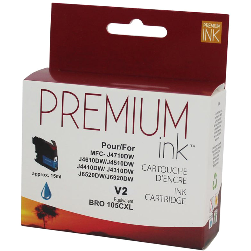 Premium Ink Ink Cartridge - Alternative for Brother LC105CS - Cyan - 1200 Pages - 1 Pack