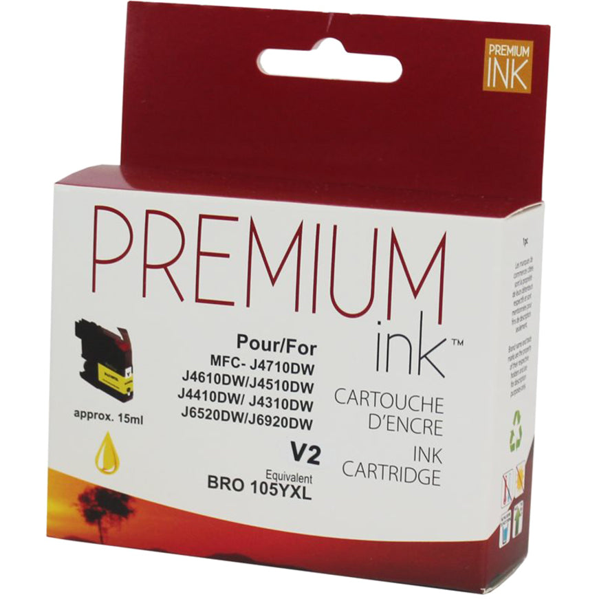 Premium Ink Ink Cartridge - Alternative for Brother LC105Y - Yellow - 1200 Pages - 1 Pack