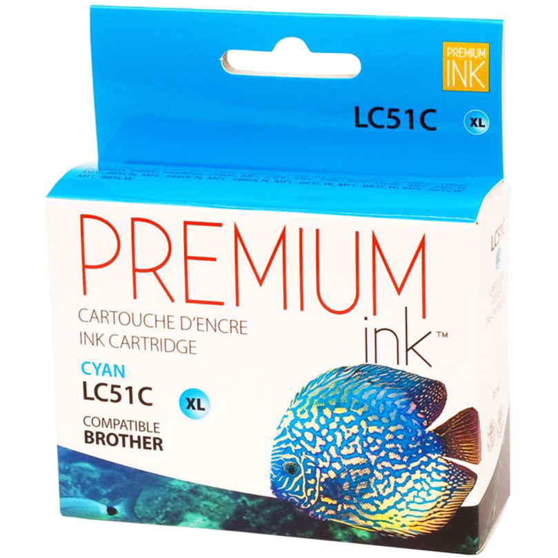 Premium Ink Ink Cartridge - Alternative for Brother LC51C - Cyan - 400 Pages - 1 Pack