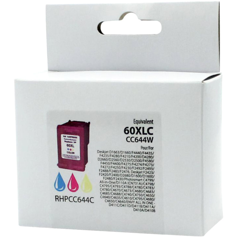 Neutral Box Ink Cartridge - Remanufactured for Hewlett Packard CC644WN / 60XL - Color - 440 Pages - 1 Pack