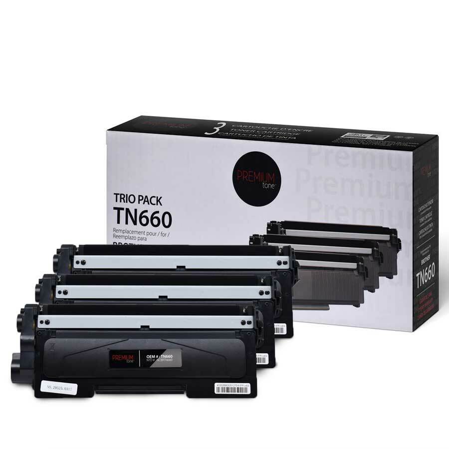 Premium Tone Toner Cartridge - Alternative for Brother TN660 - Trio Pack - Black - 2600 Pages - 3 Pack