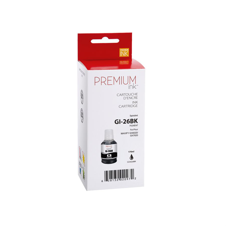 Premium Ink Ink Cartridge - Alternative for Canon GI-26BK - Black - 167ml - 1 Pack