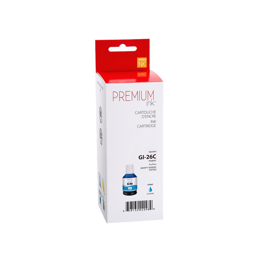 Premium Ink Ink Cartridge - Alternative for Canon GI-26C - Cyan - 132ml - 1 Pack