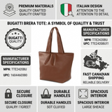 Trust and authority infographic for the Bugatti Brera Tote: a symbol of quality.