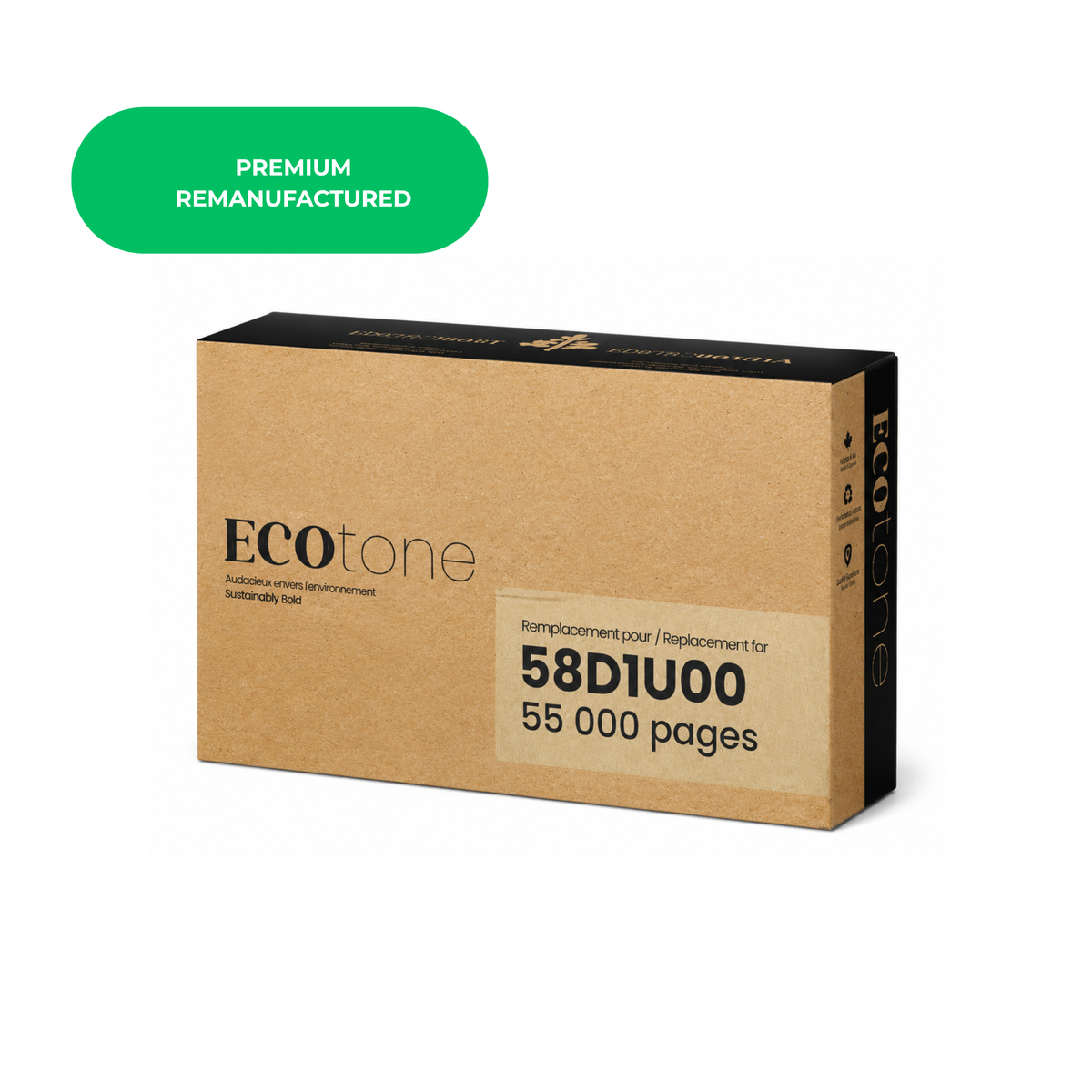 EcoTone Toner Cartridge - Remanufactured for Lexmark 58D1U00 - Black - 55000 Pages - 1 Pack