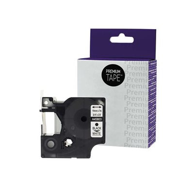 Dymo A45803 compatible tape black / white 19mm