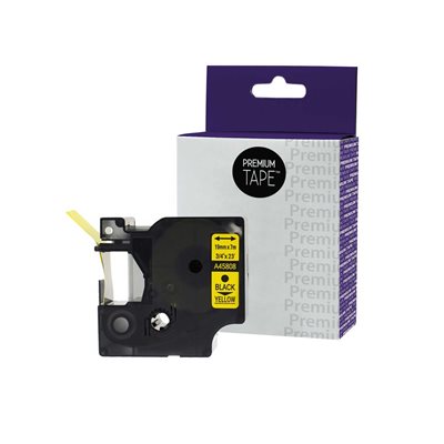 Dymo A45808 compatible tape black / yellow 19mm