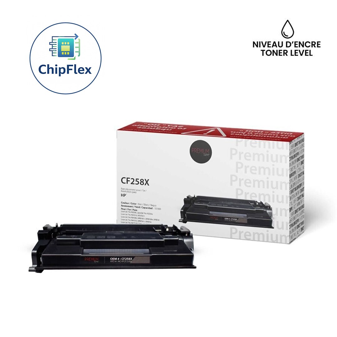 Premium Tone Toner Cartridge - Alternative for Hewlett Packard CF258X / 58X - Black - 10000 Pages - 1 Pack