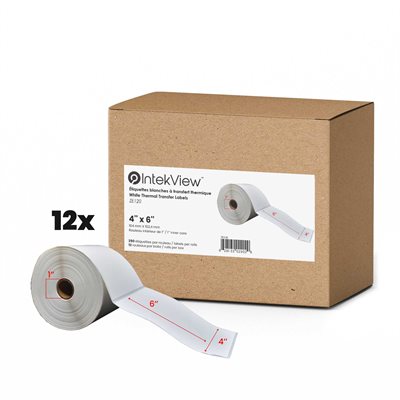 4x6'' Thermal Transfer Labels 1''Core 250 / roll - 12 / b