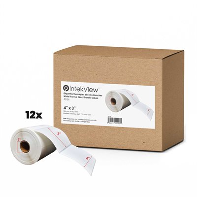 4x3'' Direct Thermal Labels 1''Core 500 / roll - 12 / b