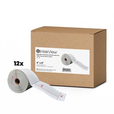 4x8'' Direct Thermal Labels 1''Core 200 / rolls - 12 / cs